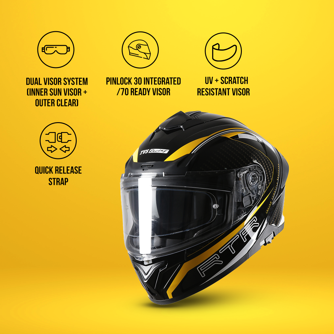 TVS Racing Hurricane Helmet Full-Face, Aerodynamic Design